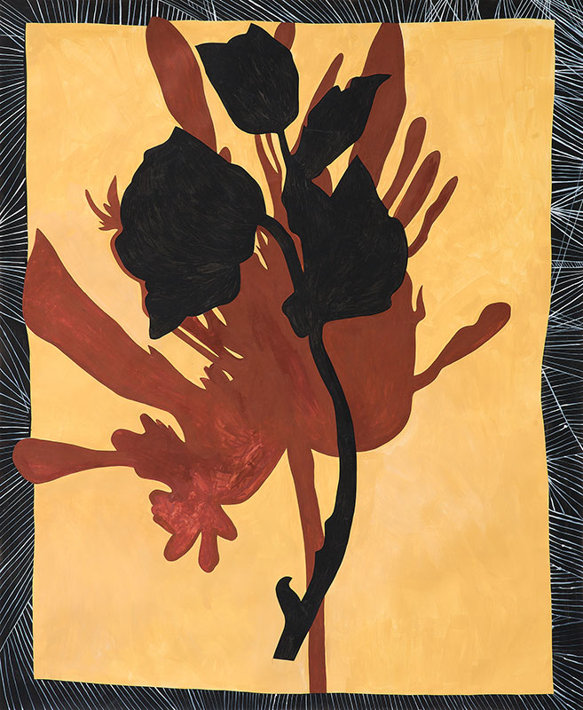 Lilium III, 2023, acrylique sur papier, collage, 185 x 150 cm, crédit photo : A. Ricci