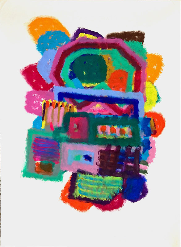 Les cravates de mon père, gouache sur-papier, 180 x 132 cm, 2021