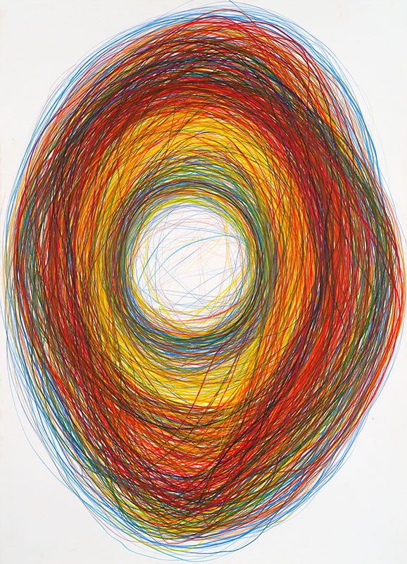 Gilgian Gelzer Sans titre, 2021 crayon couleur sur papier 141 x 102 cm © A. Ricci / Courtesy Galerie Jean Fournier