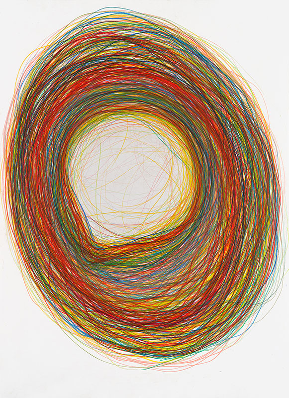 Gilgian Gelzer Sans titre, 2021 crayon couleur sur papier 141 x 102 cm © A. Ricci / Courtesy Galerie Jean Fournier