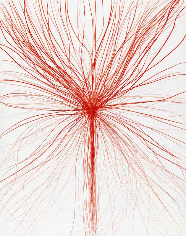 Gilgian Gelzer, sans titre, 2018, crayons de couleur sur papier, 140 x 110 cm / P. Touzard © Musée des Beaux-Arts de Caen