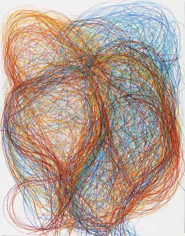 Gilgian Gelzer, sans titre, 2018, crayons de couleur sur papier, 140 x 110 cm / P. Touzard © Musée des Beaux-Arts de Caen